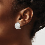 Sterling Silver Clip-On Earrings with Woven Dome Basket Weave Design, Omega Back