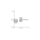 Sterling Silver Stud Earrings with Round Bezel-Set Cubic Zirconia, Minimalist Style for Women