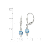 Sterling Silver Dangle Earrings with Light Blue Crystal Beads, Leverback, Minimalist Design for Women