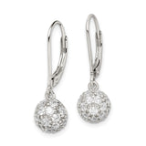 Sterling Silver Drop Earrings with Cubic Zirconia, Round Charm Design, Leverback Style