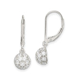 Sterling Silver Drop Earrings with Cubic Zirconia, Round Charm Design, Leverback Style