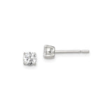Sterling Silver Stud Earrings with Round Cut Cubic Zirconia in Four Prong Basket Setting, Minimalist Everyday Style for Women, Lightweight Elegant Design, Simple Sparkle for Casual or Formal Wear