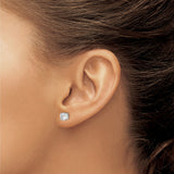 Sterling Silver Stud Earrings with Clear Cubic Zirconia, Classic Four Prong Setting