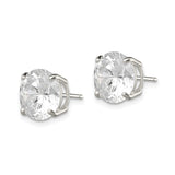 Sterling Silver Stud Earrings with Large Round Cubic Zirconia, Classic Solitaire Style for Women
