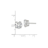 Sterling Silver Stud Earrings with Large Round Cubic Zirconia, Classic Solitaire Style for Women