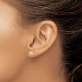 Sterling Silver Stud Earrings with Square Cut Cubic Zirconia, Classic Basket Setting