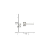 Sterling Silver Stud Earrings with Square Cut Cubic Zirconia, Classic Basket Setting