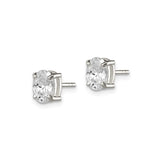 Sterling Silver Stud Earrings with Oval Cut Cubic Zirconia in Classic Four-Prong Setting