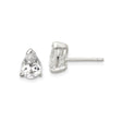Sterling Silver Stud Earrings with Pear-Shaped Clear Cubic Zirconia Teardrop Design