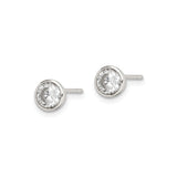 Sterling Silver Bezel Set Minimalist Stud Earrings 5mm CZ