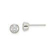 Sterling Silver Stud Earrings with Round Bezel Set Clear Cubic Zirconia, Minimalist Solitaire Style for Women, Lightweight Daily Wear Silver Jewelry, Modern Elegant Unisex Ear Studs, 5mm
