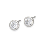 Sterling Silver Bezel CZ Stud Earrings Minimalist Shine
