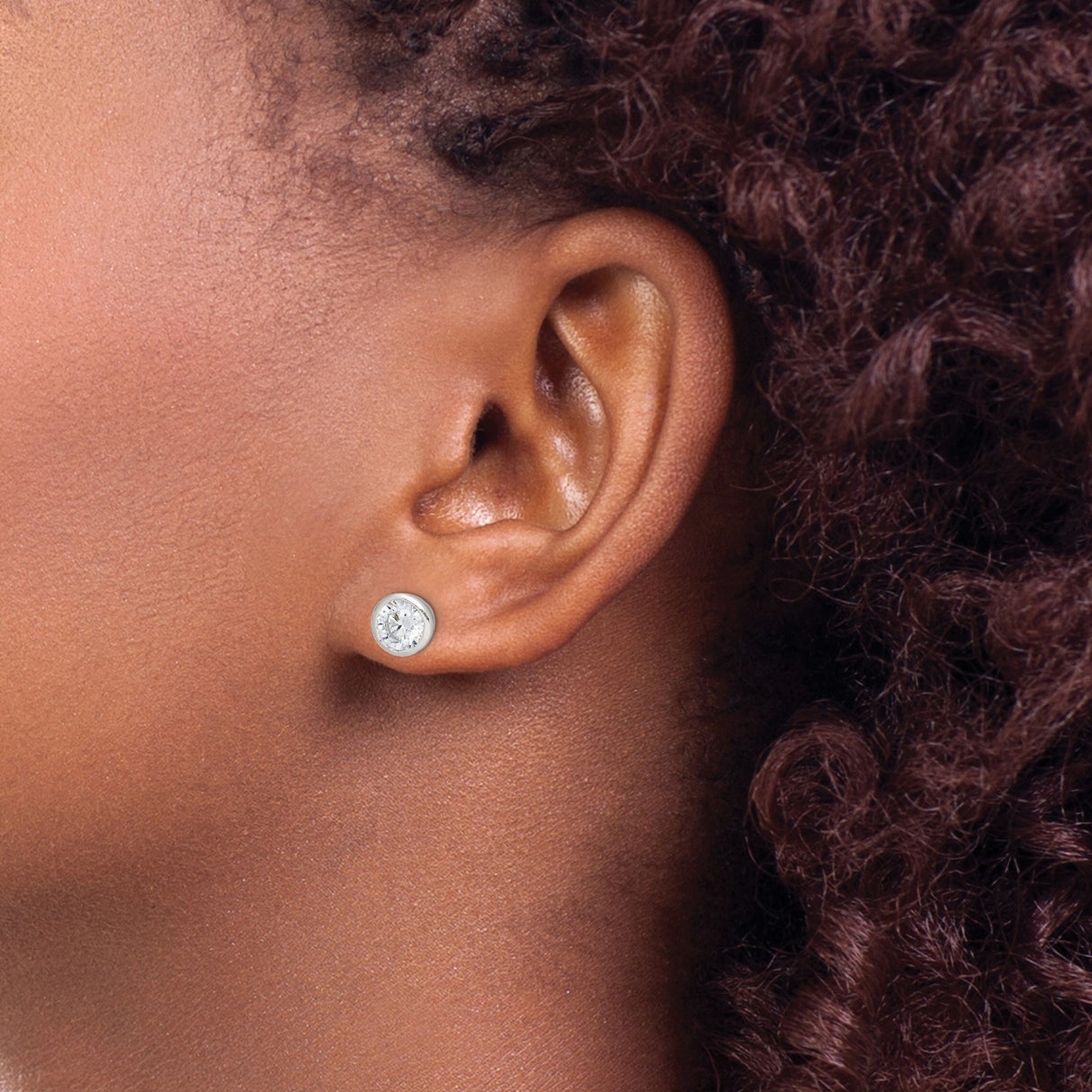 Sterling Silver Bezel CZ Stud Earrings Minimalist Shine