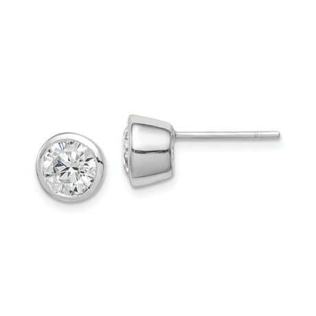 Sterling Silver Stud Earrings with Round Bezel Set Cubic Zirconia, Minimalist Everyday Design, Lightweight Fine Jewelry for Women, Classic Silver Studs with Subtle Sparkle, Modern Daily Wear