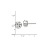 Sterling Silver Stud Earrings with 8mm Round Cubic Zirconia, Bezel Set Minimal Design