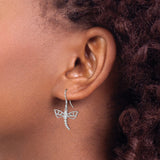 Sterling Silver Dragonfly Dangle Earrings with Cubic Zirconia and Openwork Wing Design