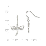 Sterling Silver Dragonfly Dangle Earrings with Cubic Zirconia and Openwork Wing Design