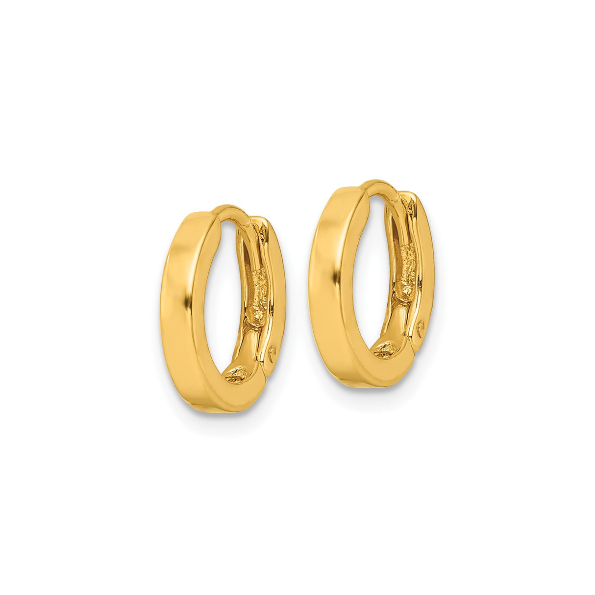 Sterling Silver Hoop Earrings, Medium Gold Tone with Smooth Finish, Hinged Snap Closure, Unisex Style
