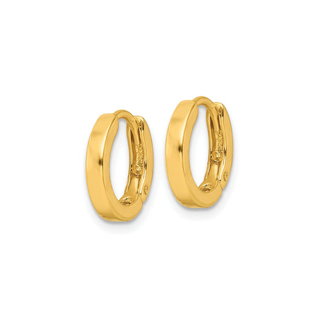 Sterling Silver Hoop Earrings, Medium Gold Tone with Smooth Finish, Hinged Snap Closure, Unisex Style