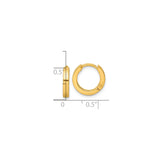 Sterling Silver Hoop Earrings, Medium Gold Tone with Smooth Finish, Hinged Snap Closure, Unisex Style