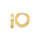 Sterling Silver Hoop Earrings, Medium Gold Tone with Smooth Finish, Hinged Snap Closure, Unisex Style