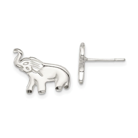 Sterling Silver Elephant Stud Earrings with Raised Trunk Design for Women