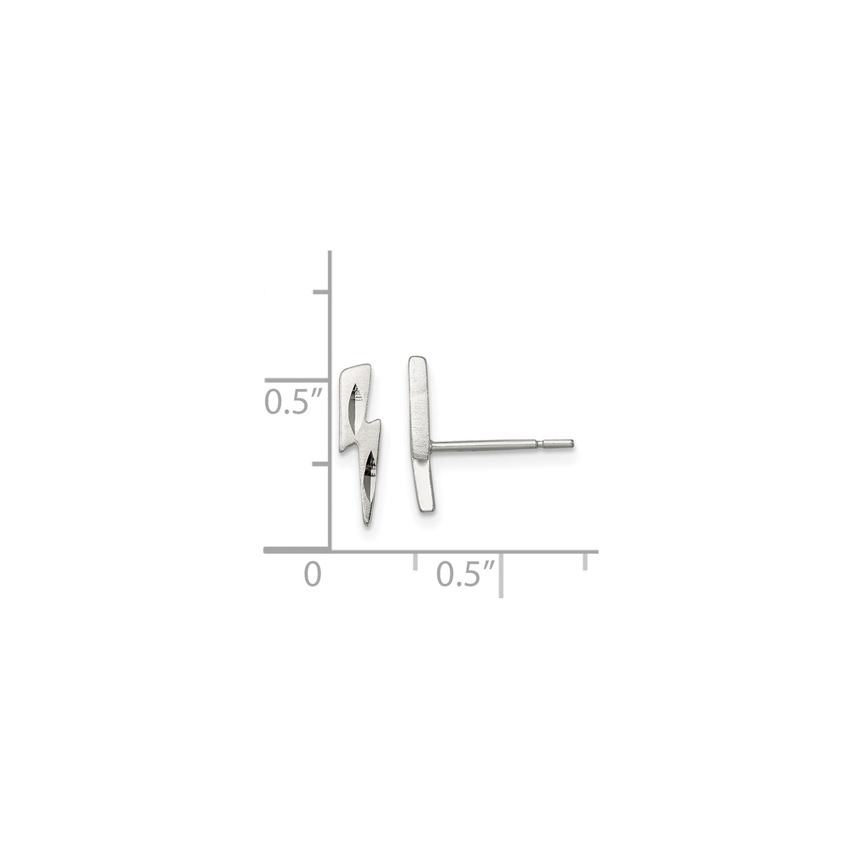 Sterling Silver Lightning Bolt Stud Earrings, Minimalist Geometric Design for Unisex Wear