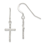 Sterling Silver Bamboo Cross Pendant with Organic Texture and Polished Finish