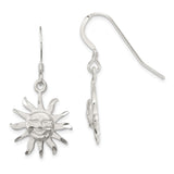 Sterling Silver Sun Face Dangle Earrings with Smiling Sunburst Design, Celestial Boho Jewelry for Women