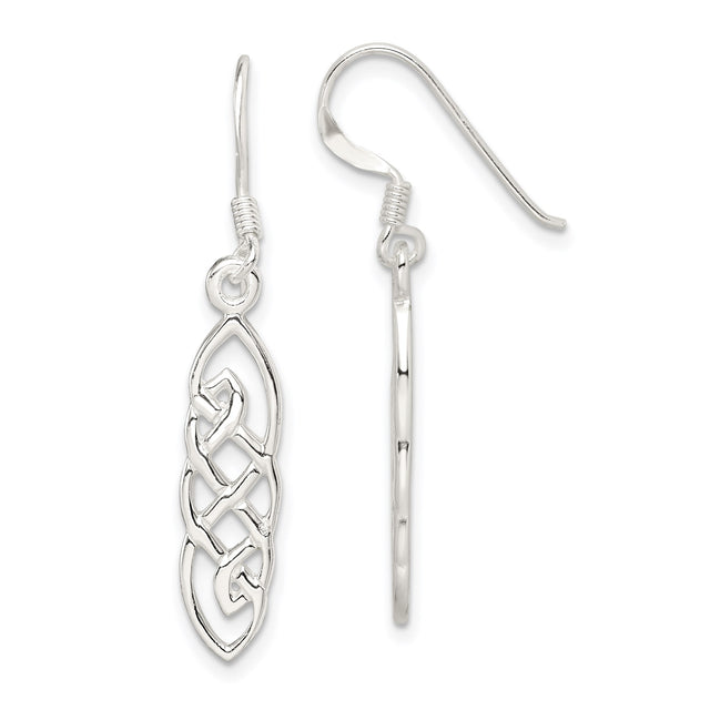 Sterling Silver Celtic Knot Dangle Earrings with Interwoven Irish Design