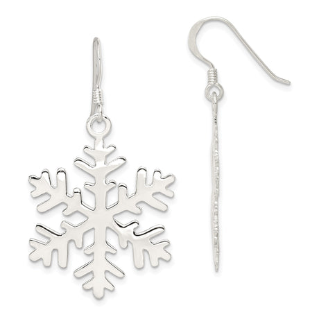 Sterling Silver Dangle Earrings with Snowflake Design, Winter-Themed Holiday Jewelry
