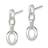 Sterling Silver Drop Earrings with Interlocking Oval Links, Modern Minimalist Dangle Design for Women