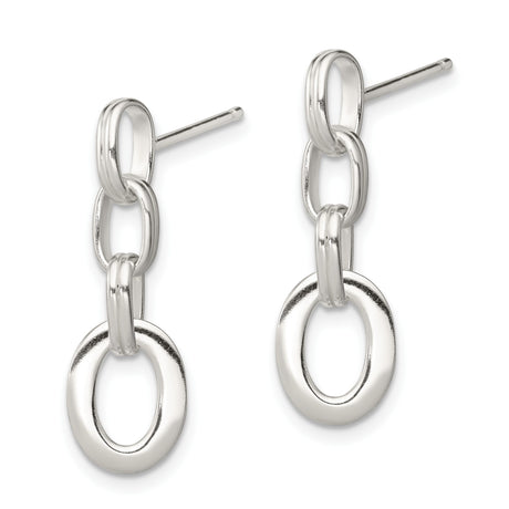 Sterling Silver Drop Earrings with Interlocking Oval Links, Modern Minimalist Dangle Design for Women