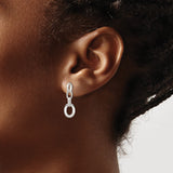 Sterling Silver Drop Earrings with Interlocking Oval Links, Modern Minimalist Dangle Design for Women