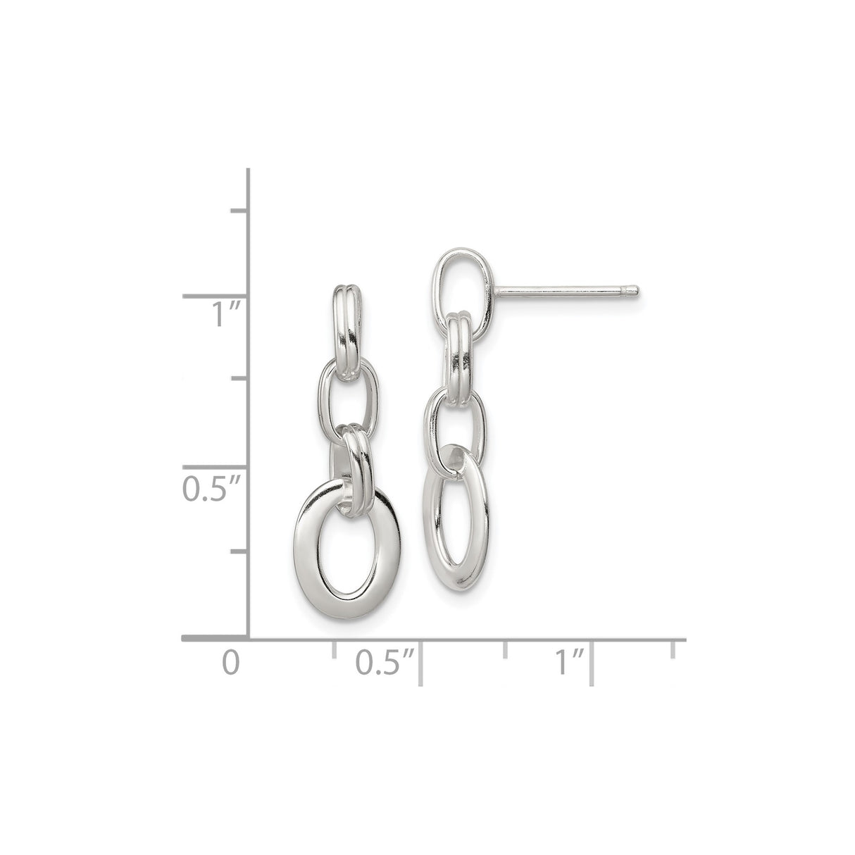 Sterling Silver Drop Earrings with Interlocking Oval Links, Modern Minimalist Dangle Design for Women