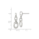 Sterling Silver Drop Earrings with Interlocking Oval Links, Modern Minimalist Dangle Design for Women