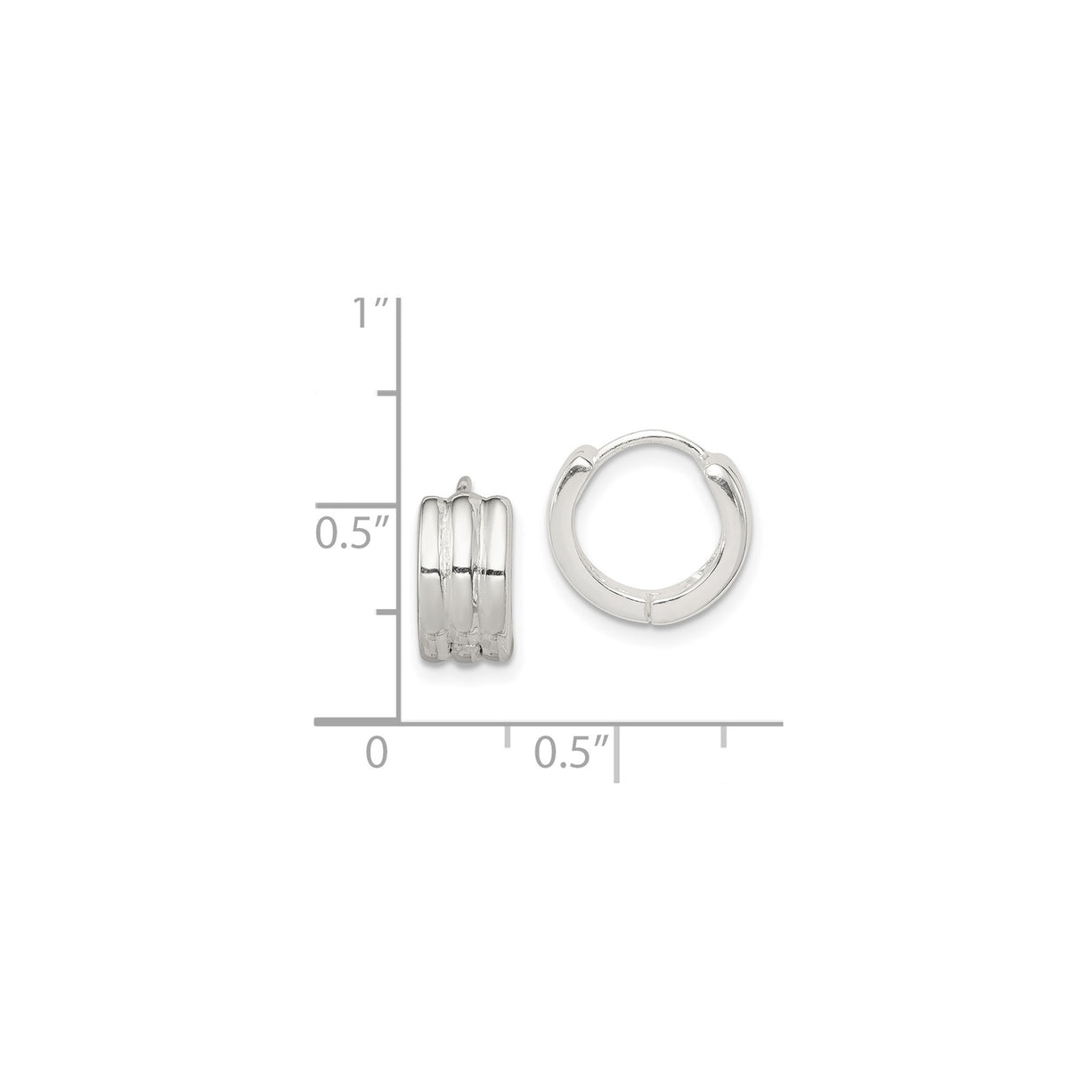 Sterling Silver Huggie Earrings, Triple Row Grooved Hoop Design, Unisex Modern Minimal Style