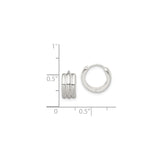 Sterling Silver Huggie Earrings, Triple Row Grooved Hoop Design, Unisex Modern Minimal Style