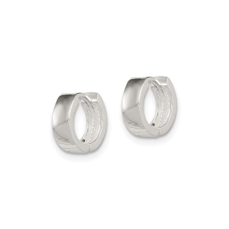 Sterling Silver Hoop Earrings, Polished Huggie Clasp, Minimalist Unisex Design