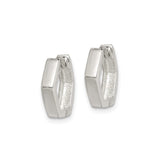 Sterling Silver Hoop Earrings, Hexagon Geometric Design, Small Lightweight Huggie Style