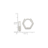 Sterling Silver Hoop Earrings, Hexagon Geometric Design, Small Lightweight Huggie Style