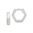 Sterling Silver Hoop Earrings, Hexagon Geometric Design, Small Lightweight Huggie Style