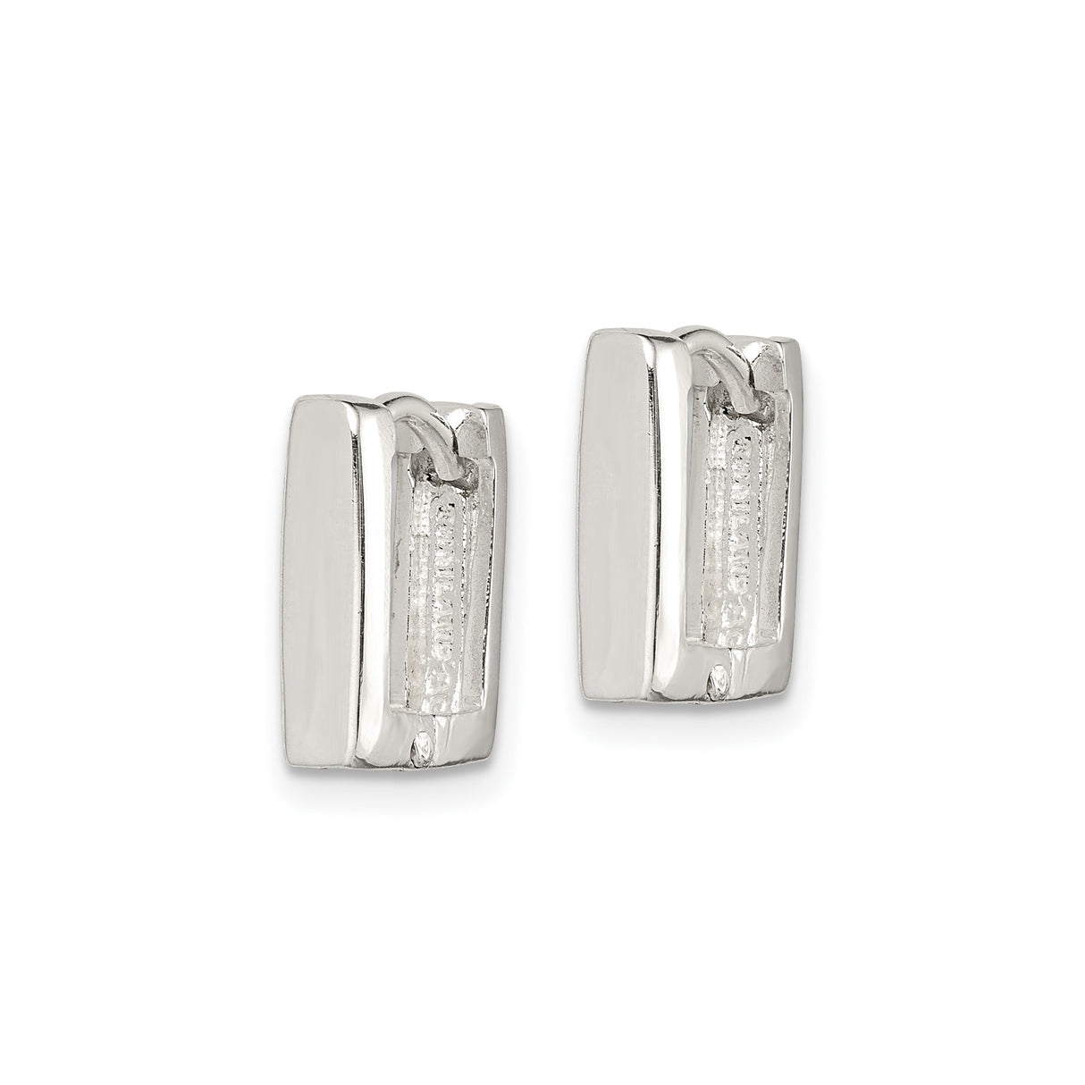 Sterling Silver Square Hoop Earrings, Polished Minimalist Geometric Design for Women