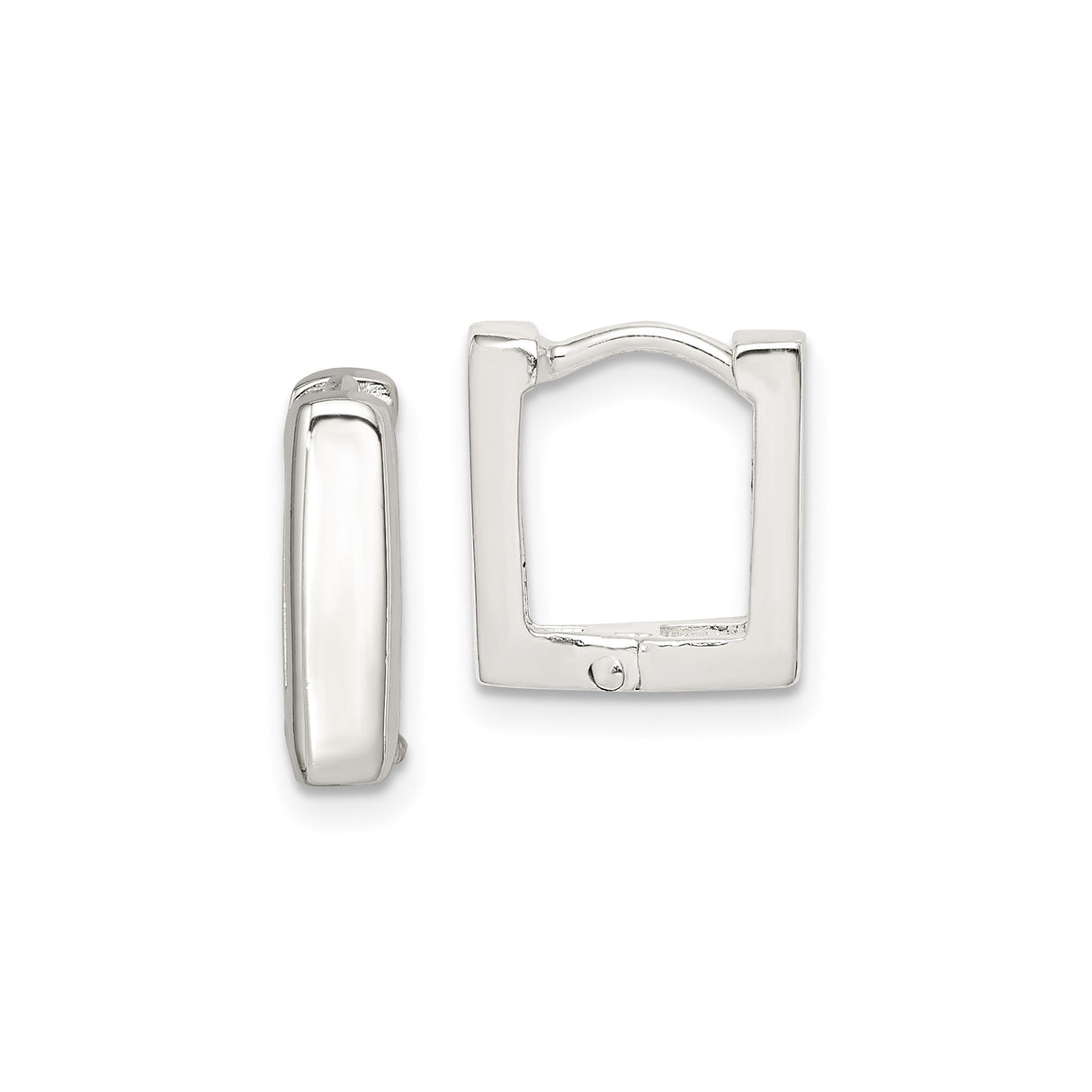 Sterling Silver Square Hoop Earrings, Polished Minimalist Geometric Design for Women