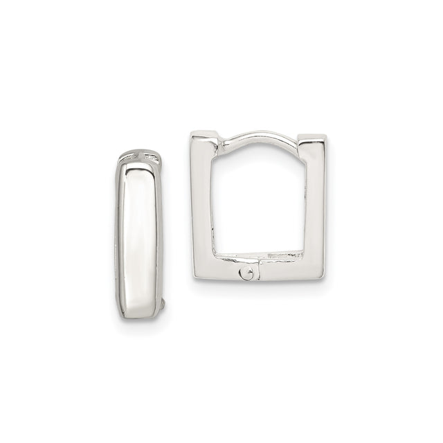 Sterling Silver Square Hoop Earrings, Polished Minimalist Geometric Design for Women