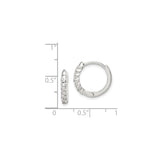 Sterling Silver Hoop Earrings with Round Cut Cubic Zirconia and Textured Finish