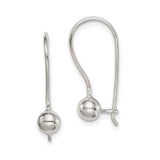 Sterling Silver French Wire Earring Hooks with Polished Ball Accents for DIY Jewelry Making