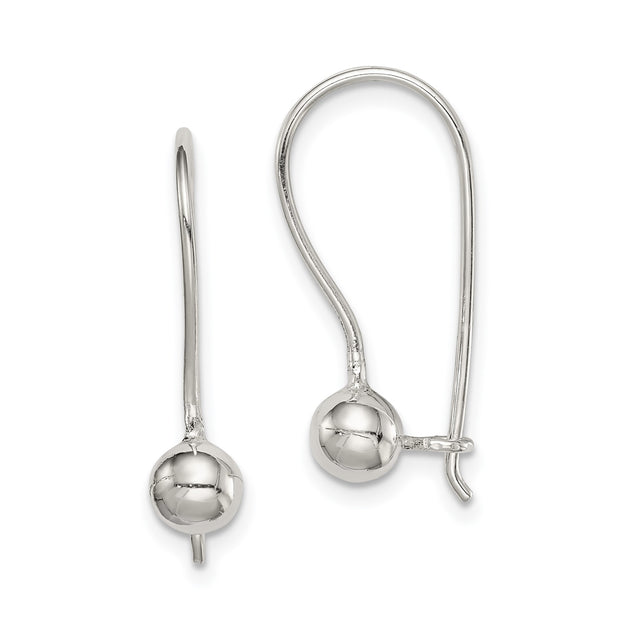 Sterling Silver French Wire Earring Hooks with Polished Ball Accents for DIY Jewelry Making