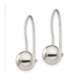 Sterling Silver Drop Earrings with Polished Round Ball Dangles, Lightweight Modern Design