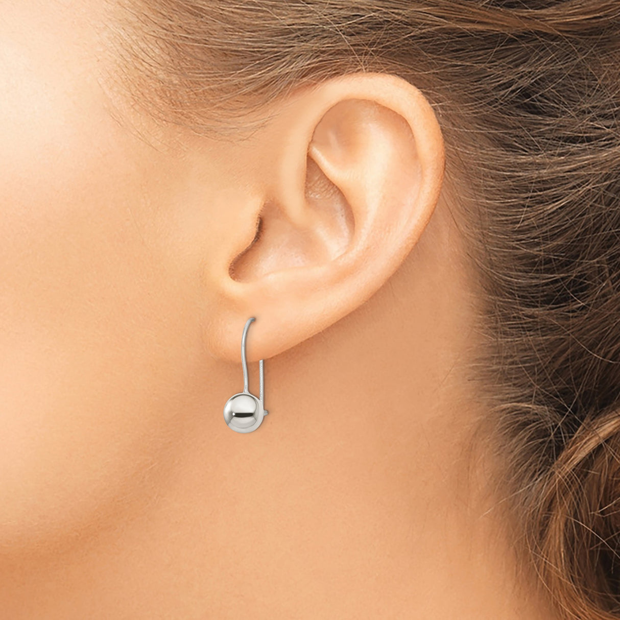 Sterling Silver Drop Earrings with Polished Round Ball Dangles, Lightweight Modern Design